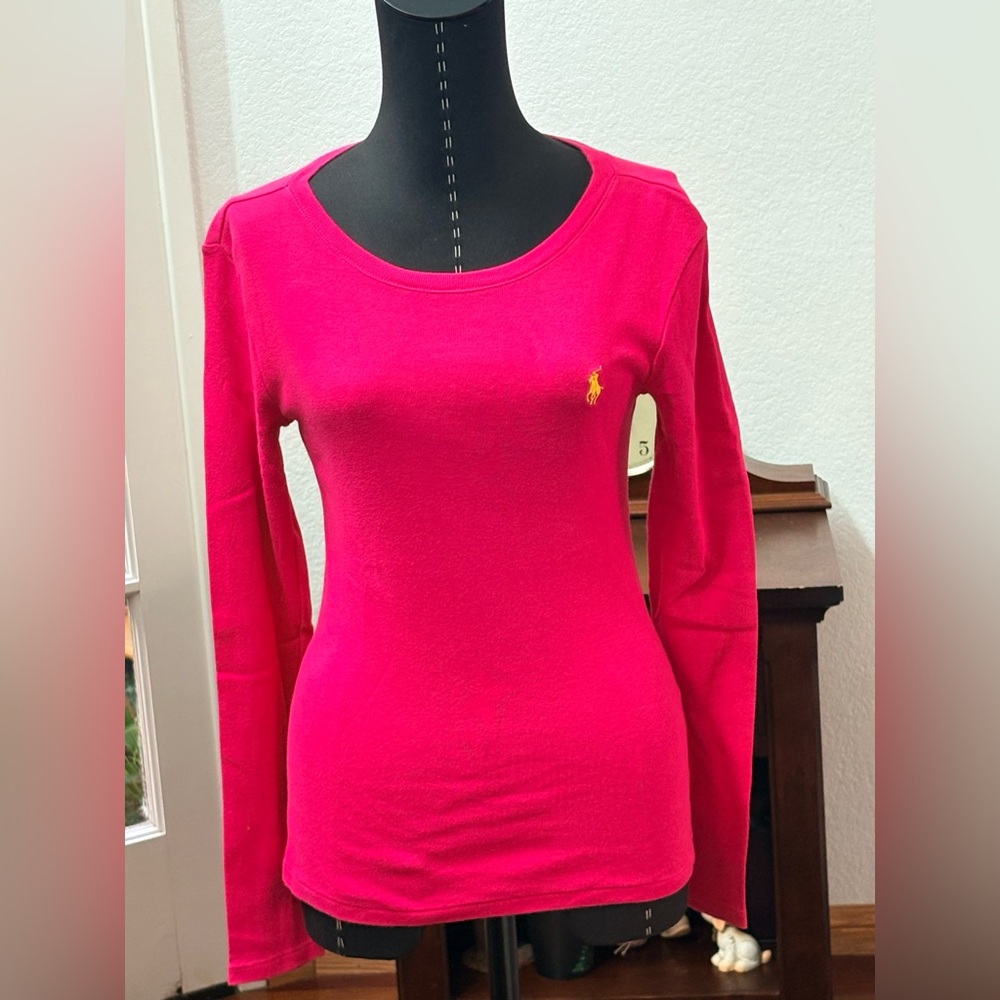 RALPH LAUREN POLO LONG SLEEVE PINK TOP SHIRT EXCELLENT CONDITION SIZE SMALL